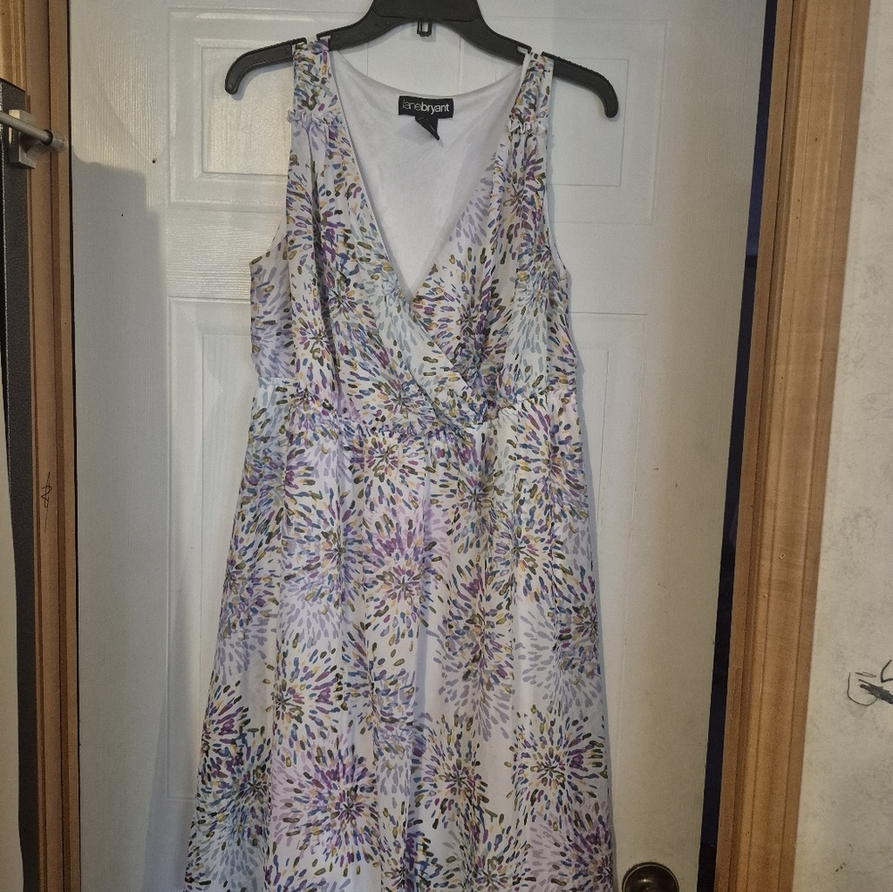 Lane Bryant Women's Midi Dress - Purple and White Floral